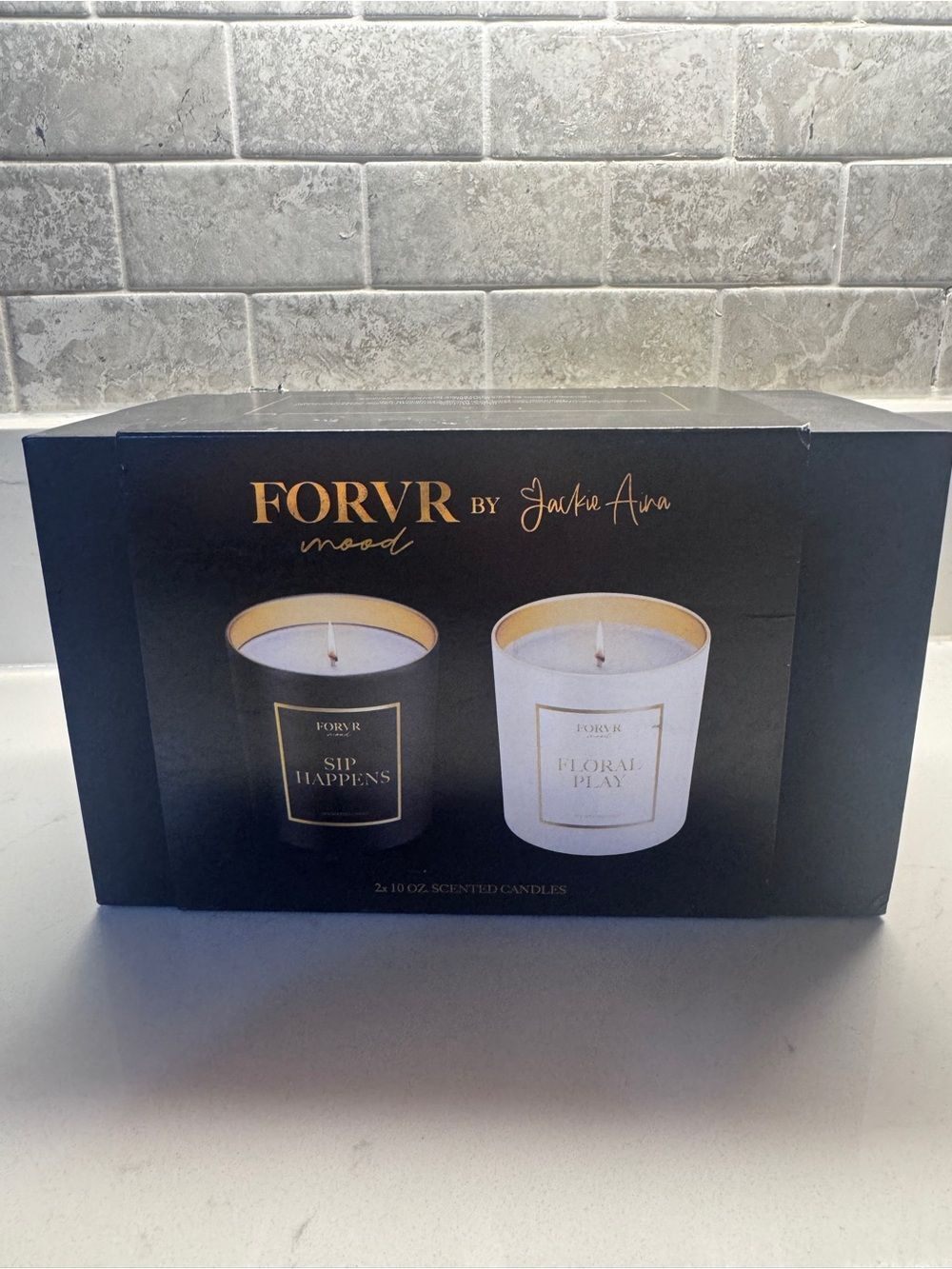 FORVR Mood Sip Happens & Floral Play Scented Candle Gift Set - Black & White - Picture 2 of 2